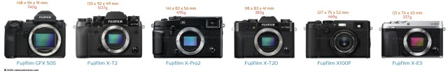 Fujifilm X-T2, X-T20, X-E3, X-Pro2, GFX 50S, and X100F